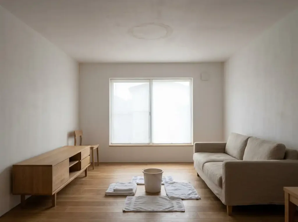 leaking brown circle on ceiling from leak