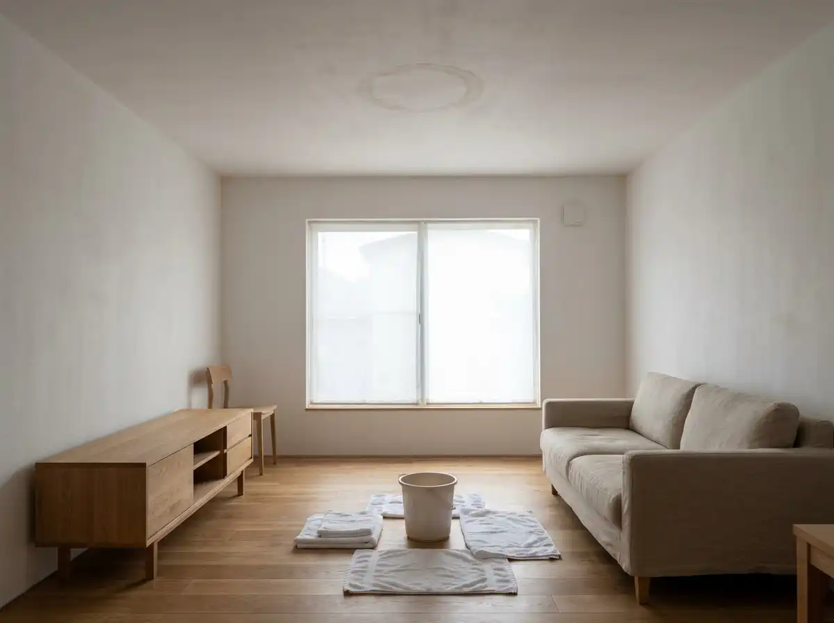 leaking brown circle on ceiling from leak