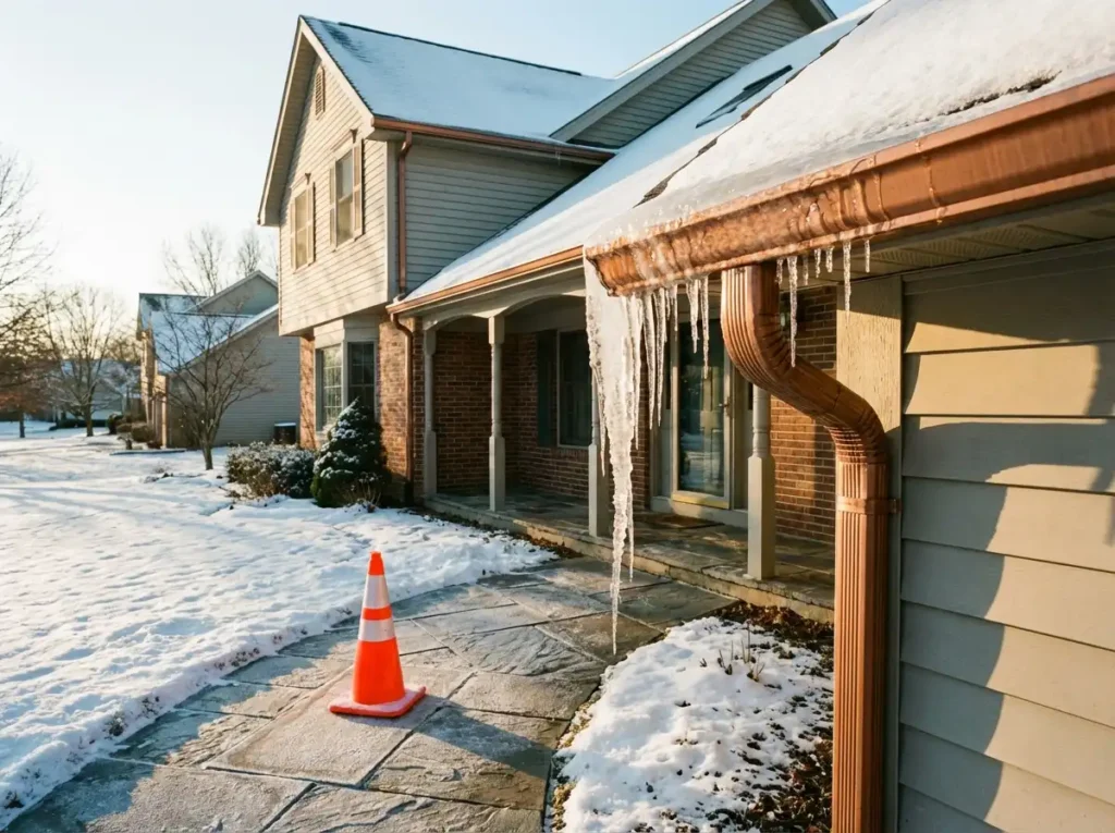 north carolina roof with snow and ice on it