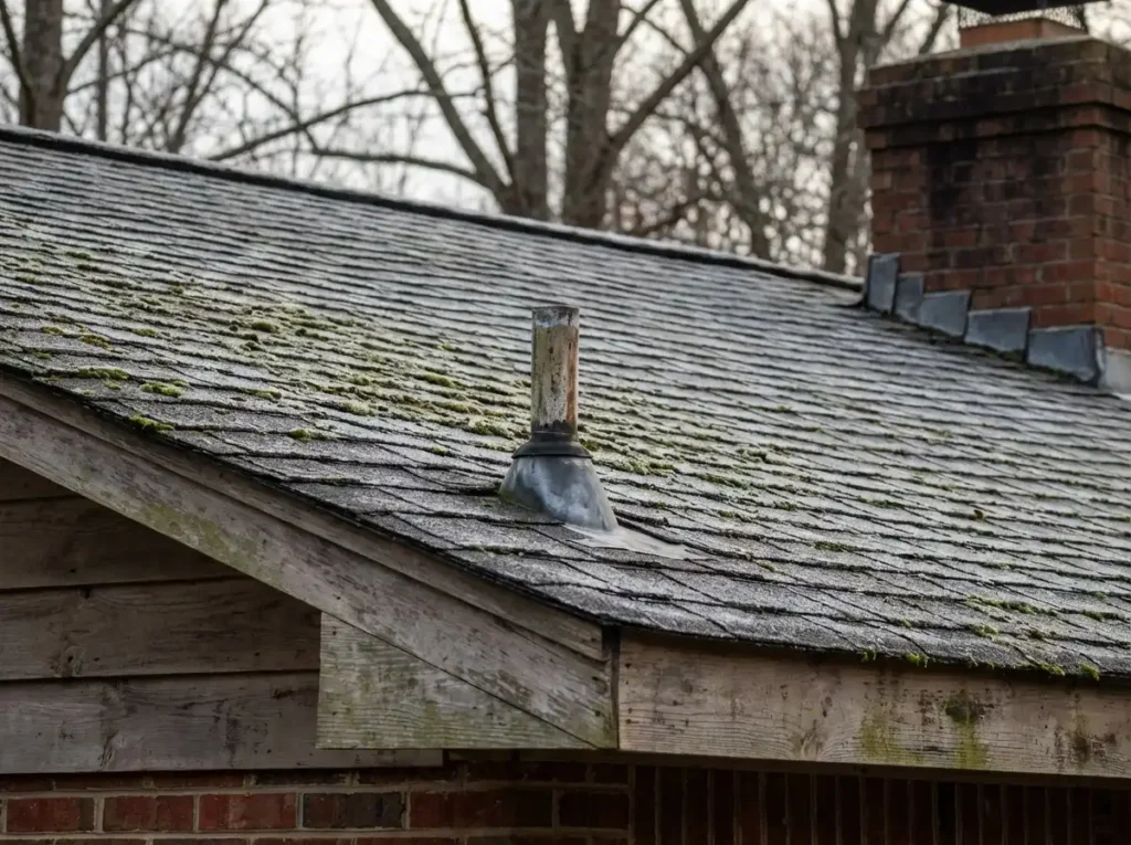 old aging north carolina roof with old pipeboot
